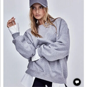 For Love & Lemons Oversized Alex Crewneck Sweatshirt Gray Size L